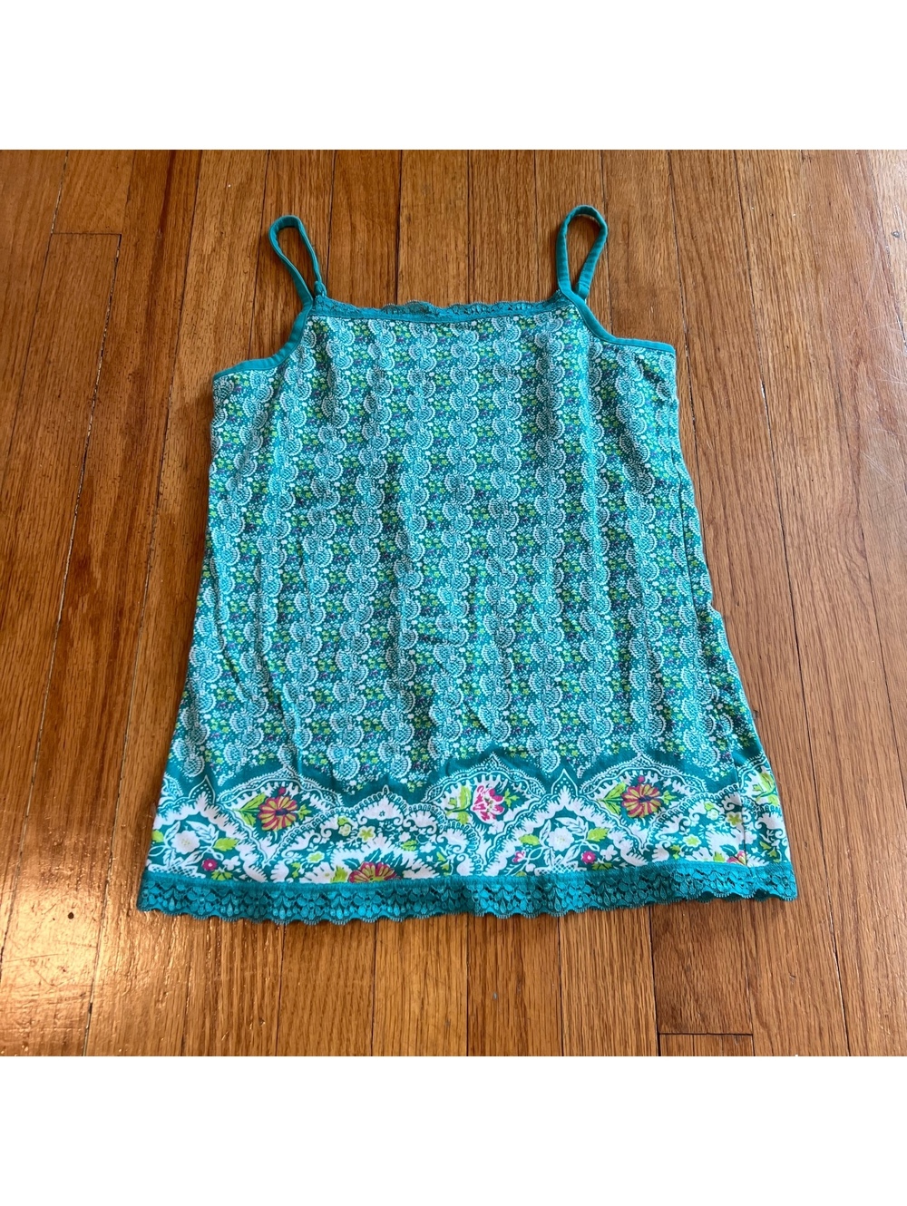Vintage y2k boho paisley floral teal whimsical tank top